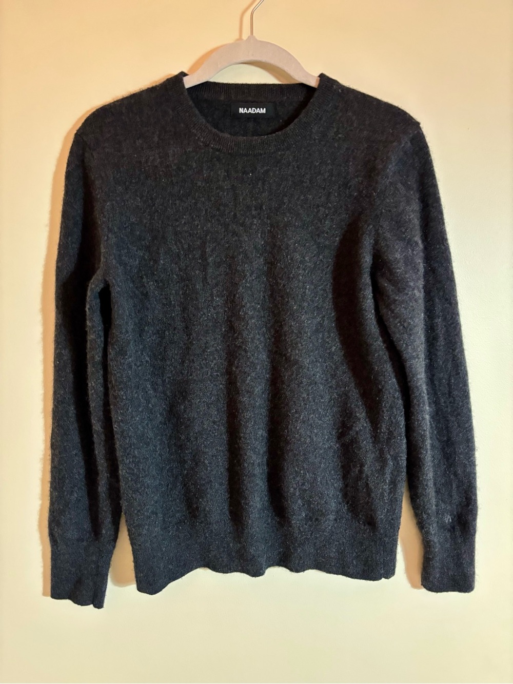 NAADAM Dark Charcoal Gray 100% Cashmere Crewneck Cozy Pullover Sweater